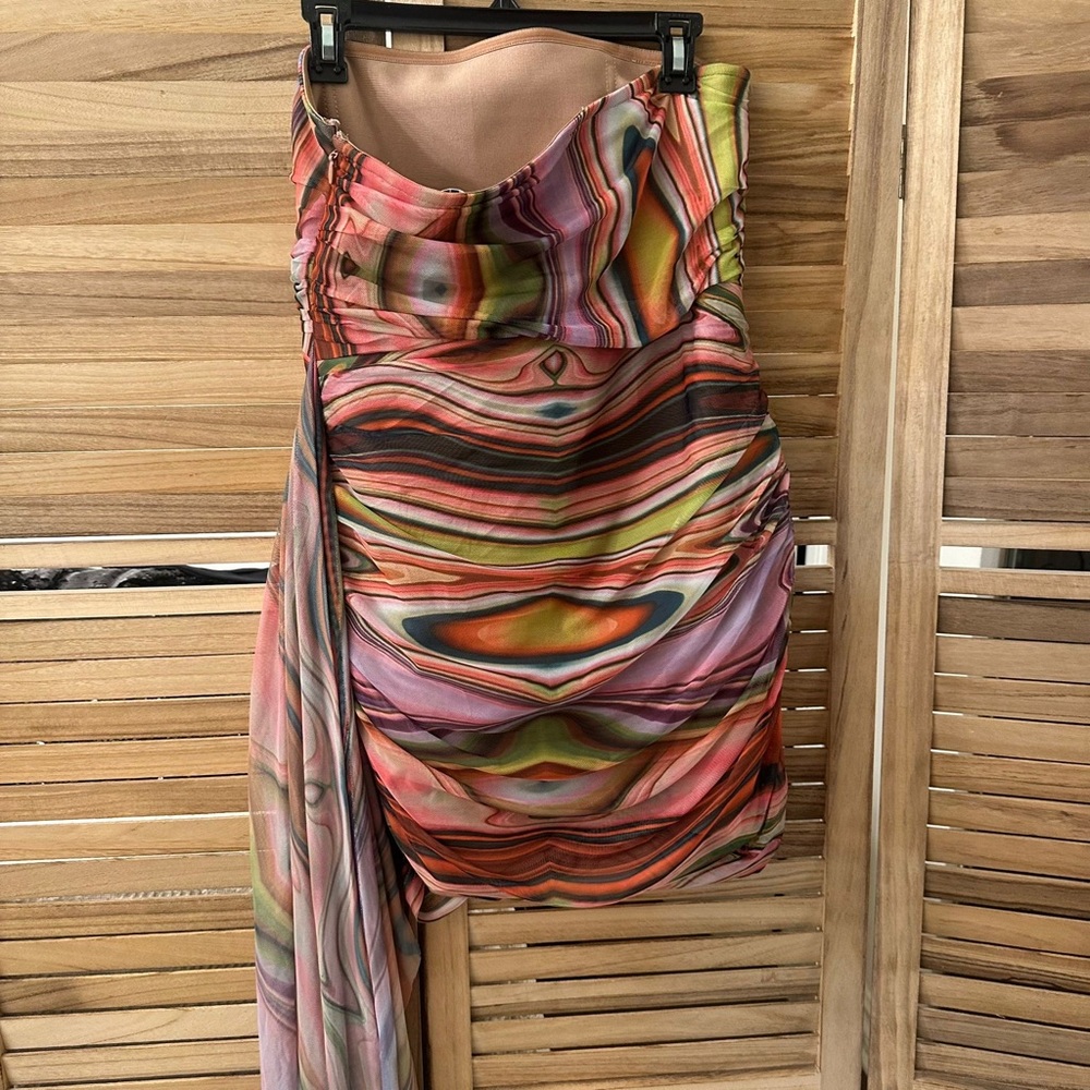 Elliatt Nala Psychedelic Colorful Rainbow Pride Rave Party Mini Dress Size XL - Picture 4 of 11